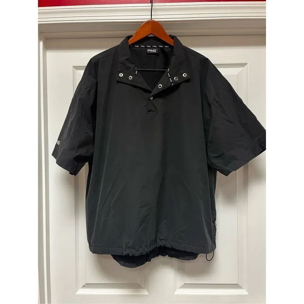 PING Mens Black Water Resistant Quarter Snap Pullover sz L EUC